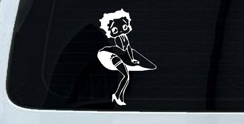 Betty Boop Skirt Lady Biker Car Truck Window Vinyl Decal Sticker (White)