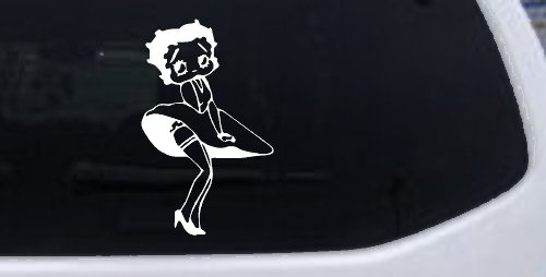 Betty Boop Skirt Lady Biker Car Truck Window Vinyl Decal Sticker (White)