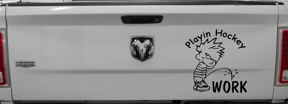 Playin Hockey Pee on work Funny Car or Truck Window Decal Sticker