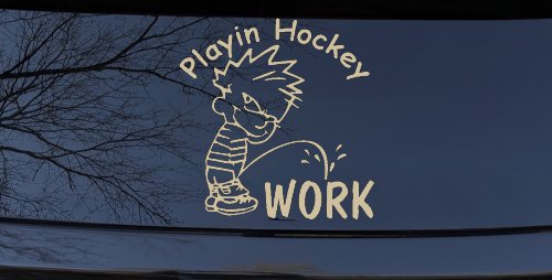 Funny Hockey Pee on Work Car Truck Window Vinyl Decal Sticker (Desert Sand)