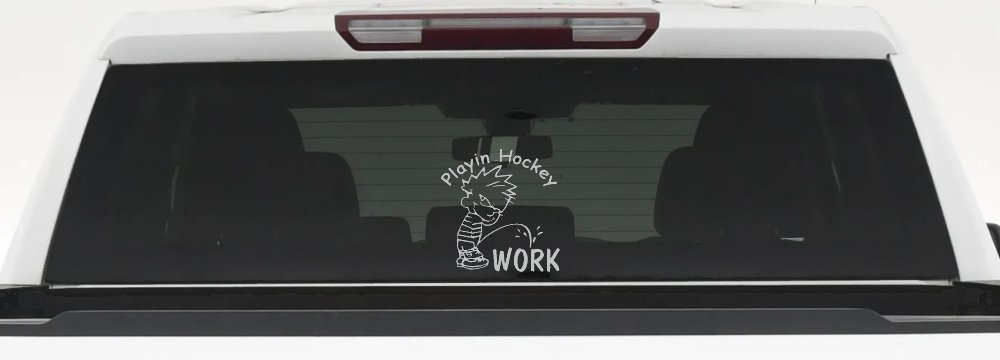 Playin Hockey Pee on work Funny Car or Truck Window Decal Sticker