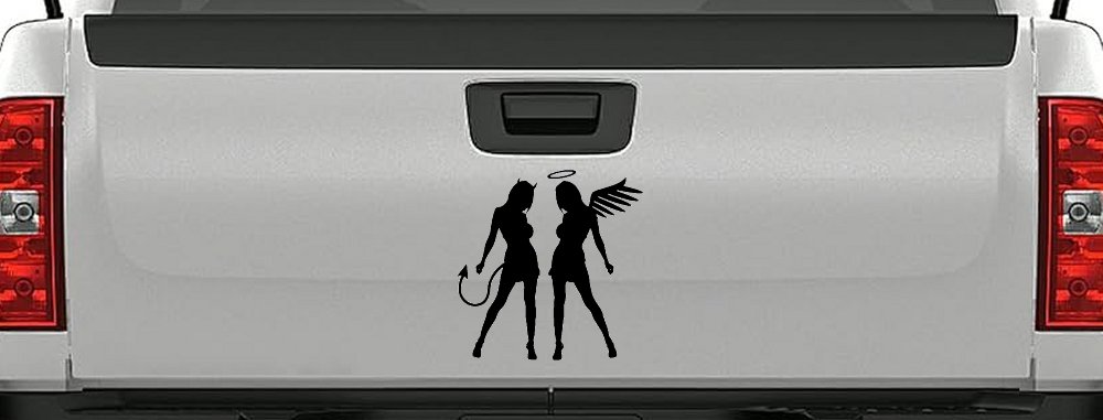 Sexy Good Evil Twins Angel and Devil Girls Sexy Car or Truck Window Decal Sticker
