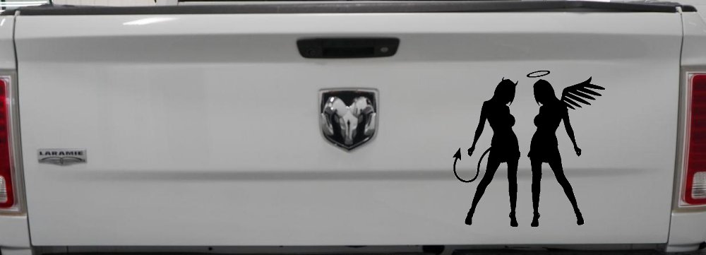 Sexy Good Evil Twins Angel and Devil Girls Sexy Car or Truck Window Decal Sticker