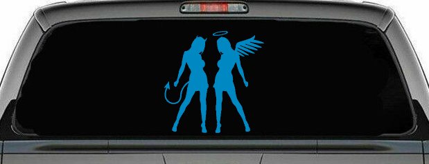 Sexy Good Evil Twins Angel and Devil Girls Sexy Car or Truck Window Decal Sticker