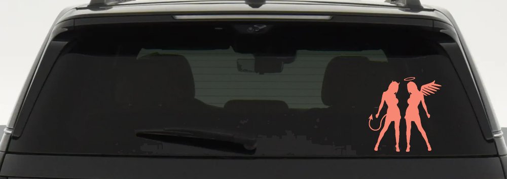 Sexy Good Evil Twins Angel and Devil Girls Sexy Car or Truck Window Decal Sticker