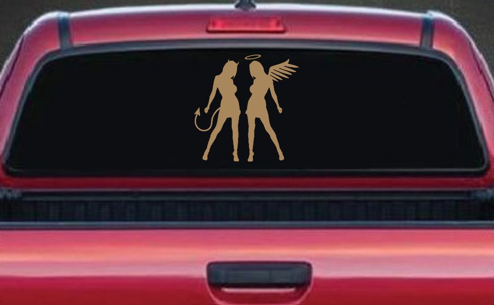 Sexy Good Evil Twins Angel and Devil Girls Sexy Car or Truck Window Decal Sticker