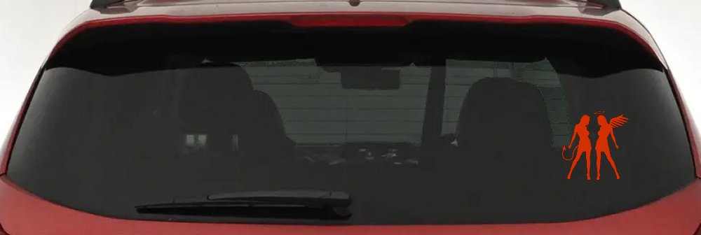 Sexy Good Evil Twins Angel and Devil Girls Sexy Car or Truck Window Decal Sticker