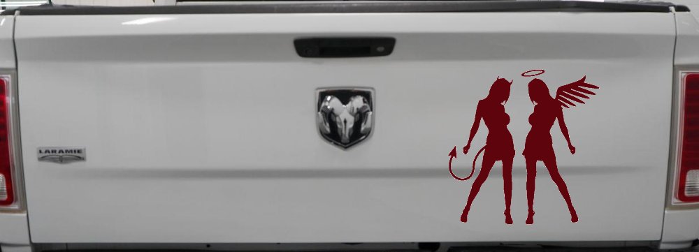Sexy Good Evil Twins Angel and Devil Girls Sexy Car or Truck Window Decal Sticker