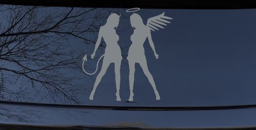 Sexy Good Evil Twins Angel and Devil Girls Sexy Car or Truck Window Decal Sticker