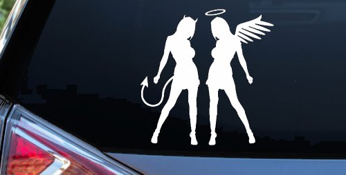Sexy Good Evil Twins Angel and Devil Girls Sexy Car or Truck Window Decal Sticker