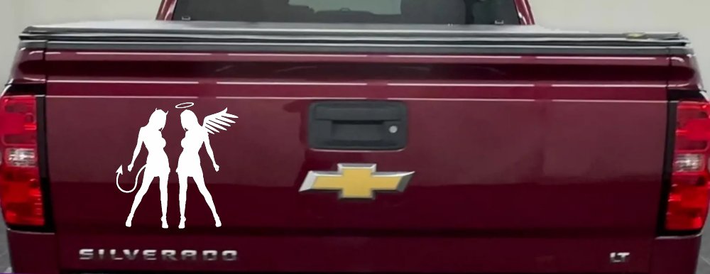 Sexy Good Evil Twins Angel and Devil Girls Sexy Car or Truck Window Decal Sticker