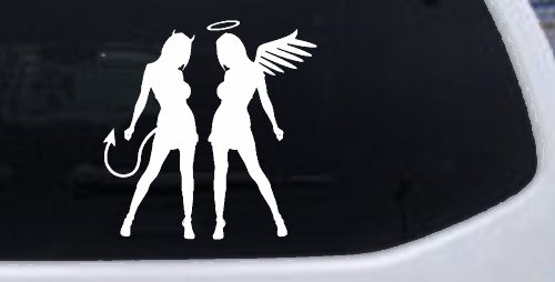Sexy Good Evil Twins Angel and Devil Girls Sexy Car or Truck Window Decal Sticker