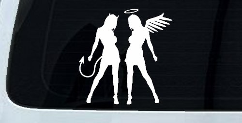 Sexy Good Evil Twins Angel and Devil Girls Sexy Car or Truck Window Decal Sticker