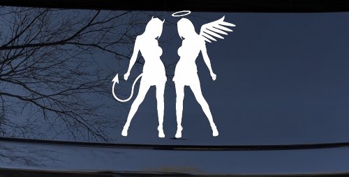 Sexy Good Evil Twins Angel and Devil Girls Sexy Car or Truck Window Decal Sticker