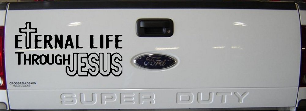 Eternal Life Through Jesus Christian Car or Truck Window Decal Sticker (Black)