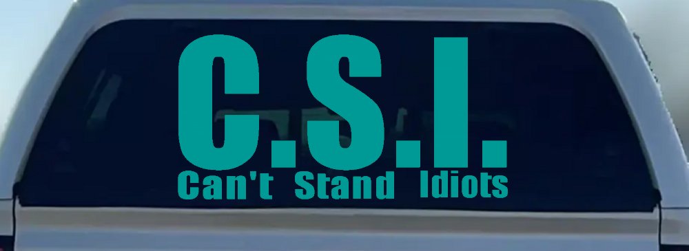 CSI Cant Stand Idiots Funny Car Truck Window Decal Vinyl Sticker (Turquoise)