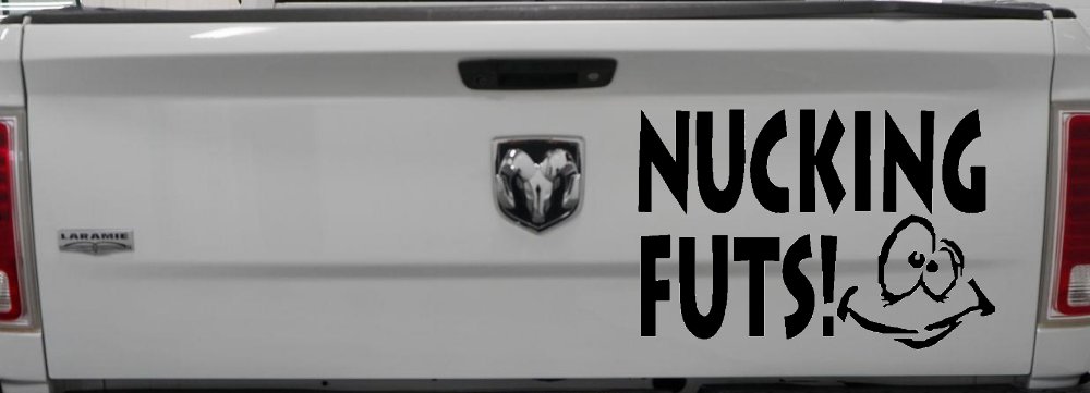 Nucking Futs Funny Car or Truck Window Decal Sticker (Matte Black)