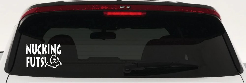 Nucking Futs Funny Car or Truck Window Decal Sticker (White)