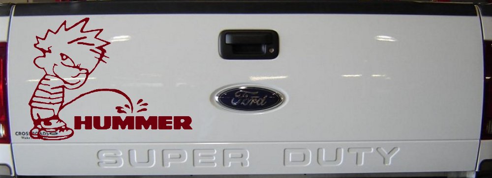 Pee on Hummer Car or Truck Window Decal Sticker (Burgundy)