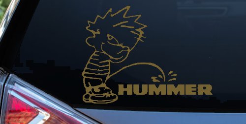Pee on Hummer Car or Truck Window Decal Sticker (Gold)