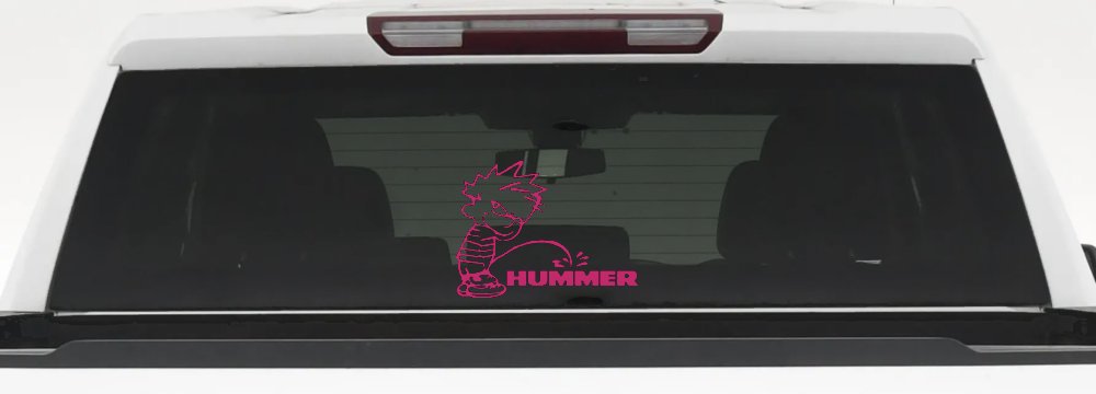 Pee on Hummer Car or Truck Window Decal Sticker (Hot Pink)