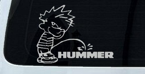 Pee on Hummer Car or Truck Window Decal Sticker (Light Gray)