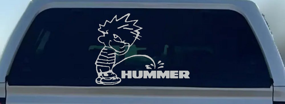 Pee on Hummer Car or Truck Window Decal Sticker (Light Gray)