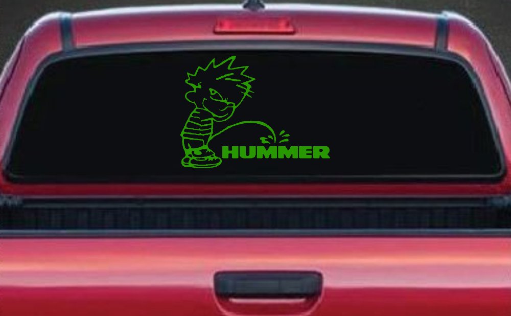 Pee on Hummer Car or Truck Window Decal Sticker (Lime)
