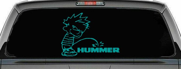 Pee on Hummer Decal Sticker for Car Truck Window - Funny Vinyl Art (Turquoise)
