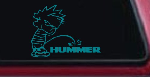 Pee on Hummer Car or Truck Window Decal Sticker (Turquoise Blue)