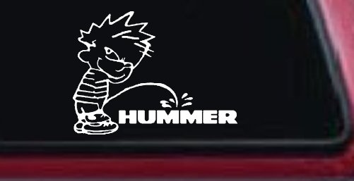 Pee on Hummer Car or Truck Window Decal Sticker (White)