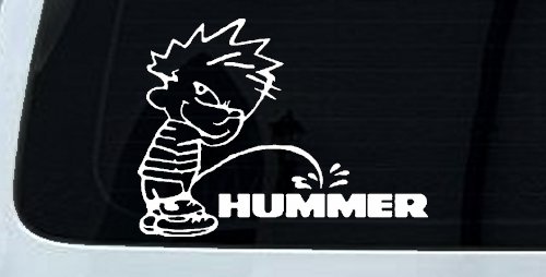 Pee on Hummer Decal Sticker for Car Truck Window - Funny Vinyl Art (White)
