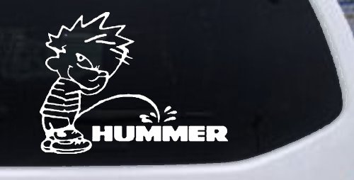 Pee on Hummer Car or Truck Window Decal Sticker (White)