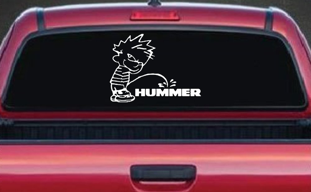 Pee on Hummer Car or Truck Window Decal Sticker (White)