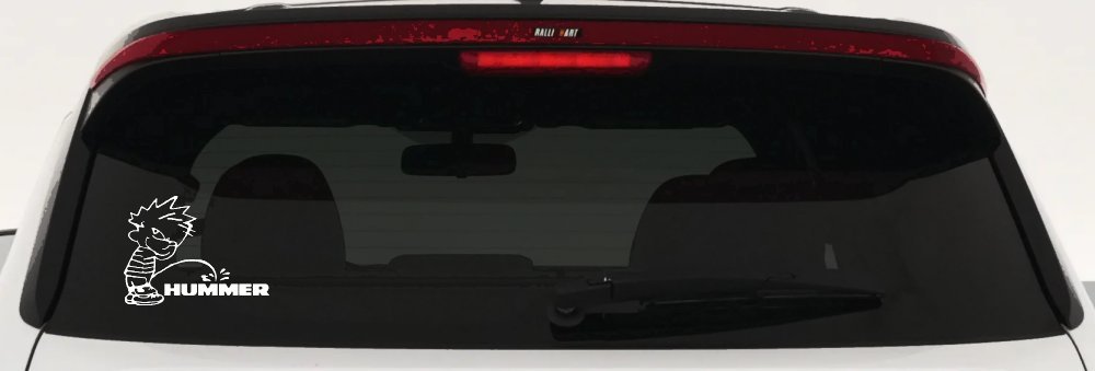 Pee on Hummer Decal Sticker for Car Truck Window - Funny Vinyl Art (White)