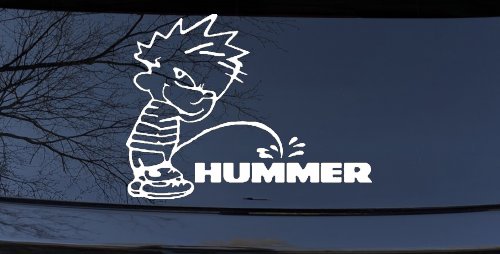 Pee on Hummer Car or Truck Window Decal Sticker (White)