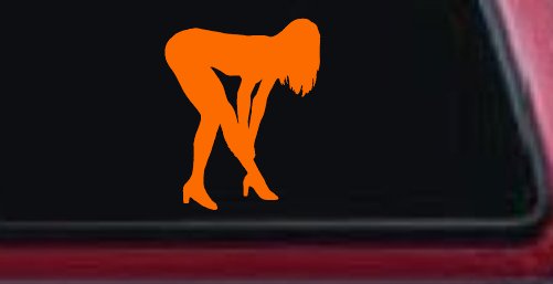Sexy Girl Car or Truck Window Decal Sticker (Orange)