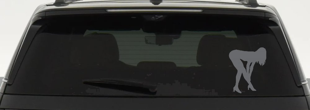Sexy Girl Car or Truck Window Decal Sticker (Silver)
