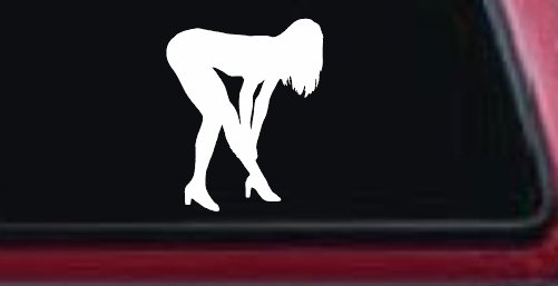 Sexy Girl Car or Truck Window Decal Sticker (White)