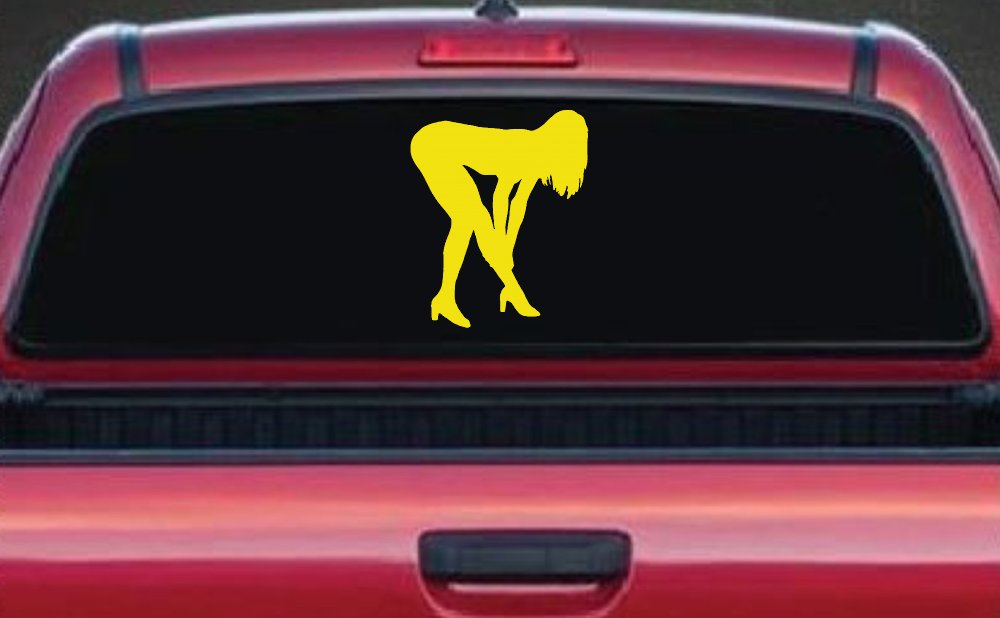 Sexy Girl Car or Truck Window Decal Sticker (Yellow)