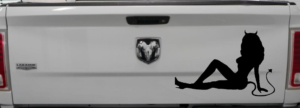 Mudflap Devil Girl Car or Truck Window Decal Sticker (Black)