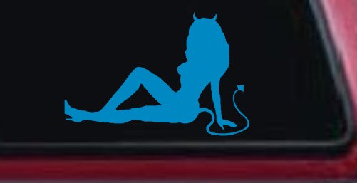 Mudflap Devil Girl Car or Truck Window Decal Sticker (Blue)