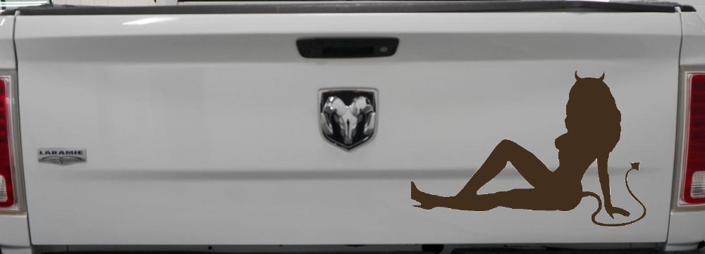 Mudflap Devil Girl Car or Truck Window Decal Sticker (Brown)
