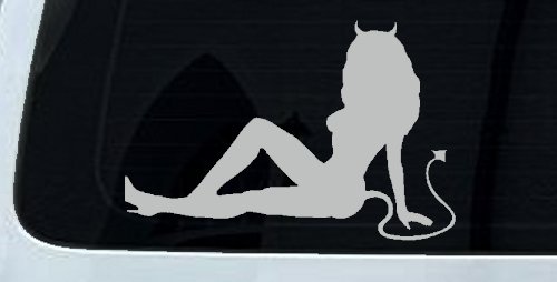 Devil Girl Mudflap Decal Sticker for Car Truck Window Vinyl (Light Gray)