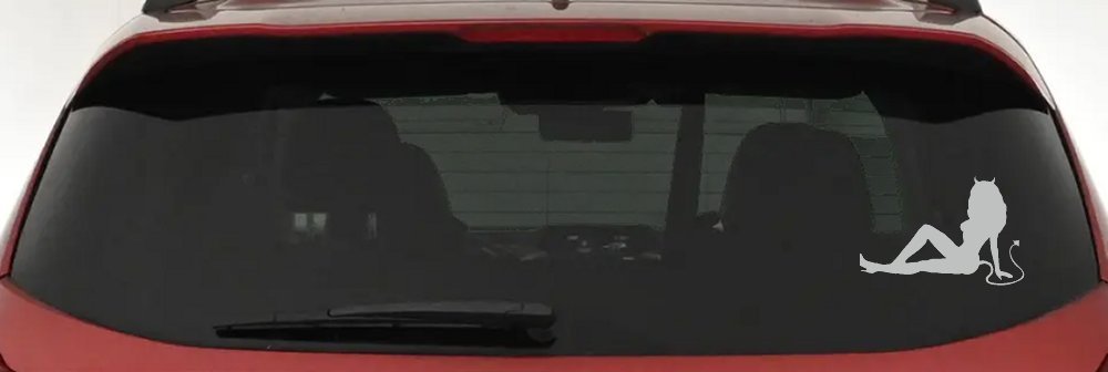 Mudflap Devil Girl Car or Truck Window Decal Sticker (Light Gray)