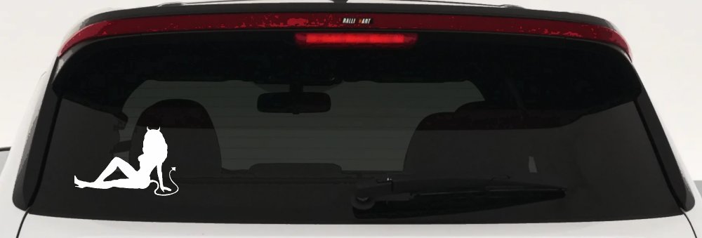 Mudflap Devil Girl Car or Truck Window Decal Sticker (White)