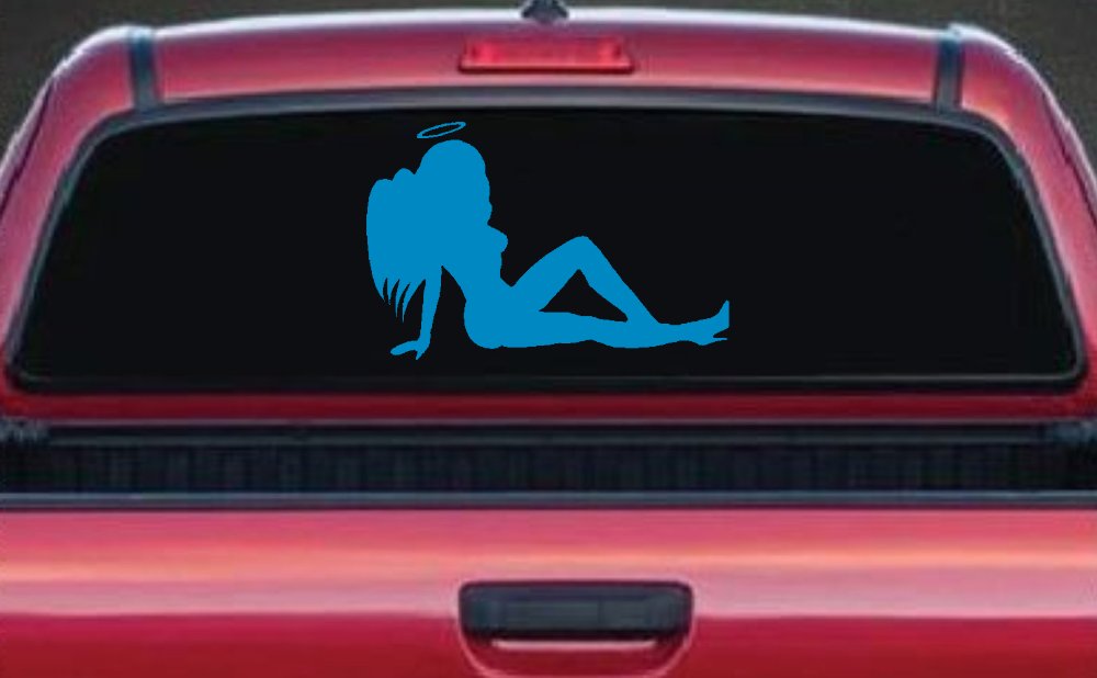 Angel Mudflap Girl Women with Halo and Wings Car or Truck Window Decal Sticker (Blue)