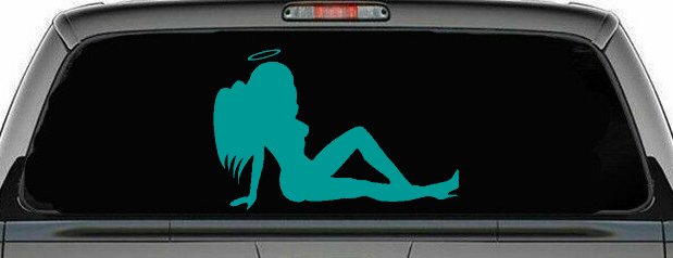 Angel Mudflap Girl Women with Halo and Wings Car or Truck Window Decal Sticker (Turquoise)