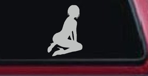 Sexy Girl Car or Truck Window Decal Sticker (Light Gray)