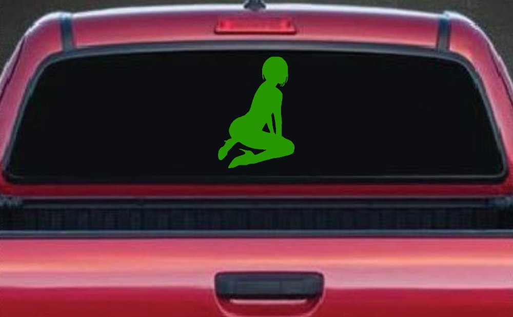Sexy Girl Car or Truck Window Decal Sticker (Lime)